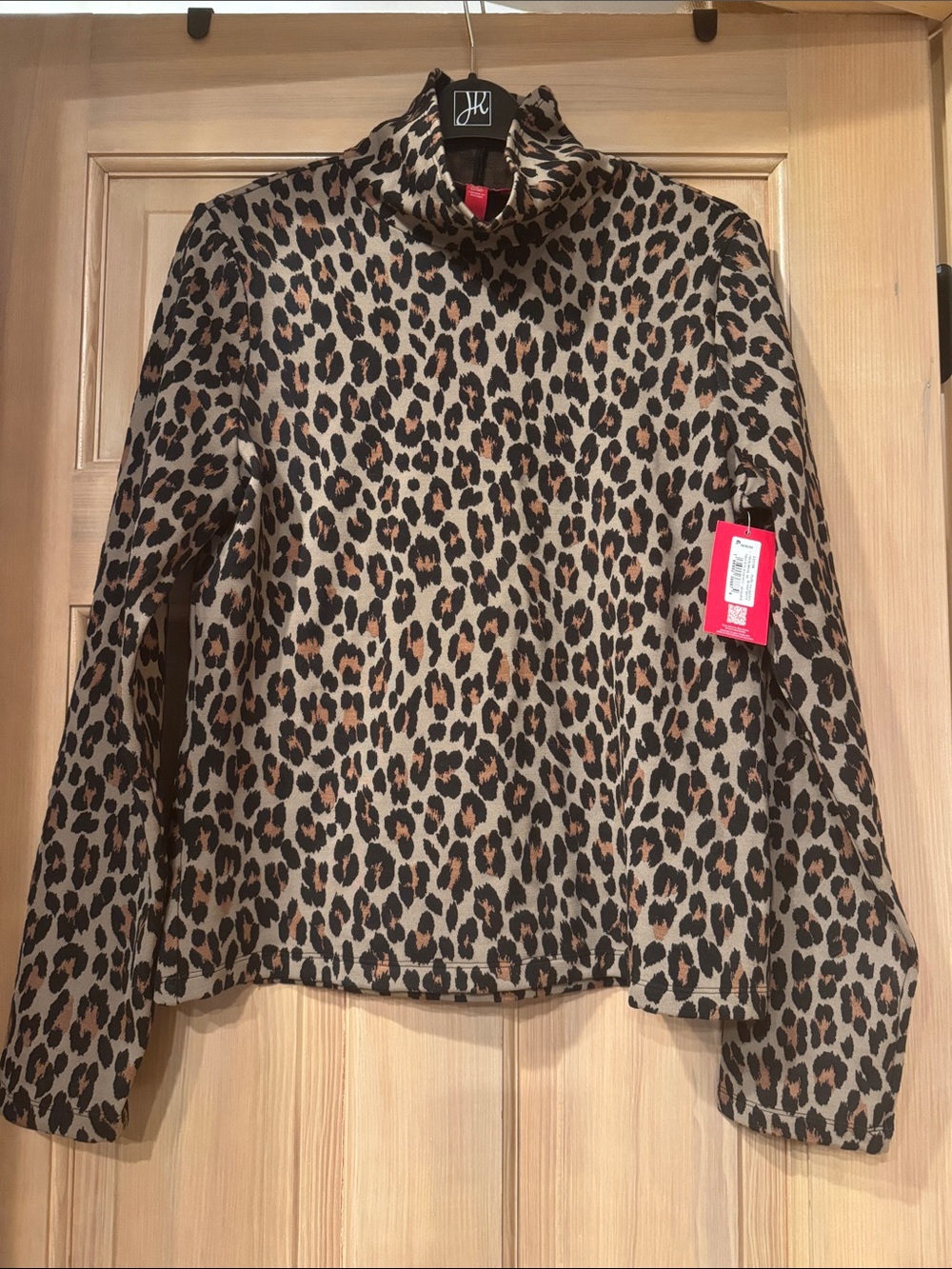 NWT SPANX Leopard Print Turtleneck  - Tan and Black